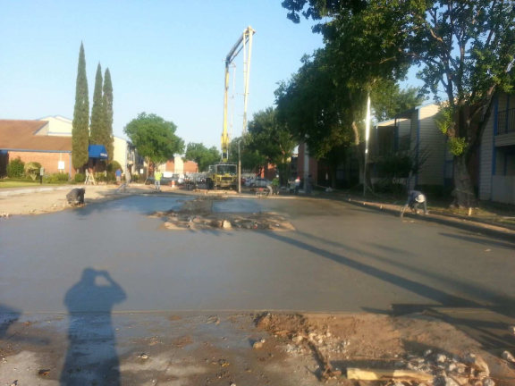 pouring concrete for parking lot